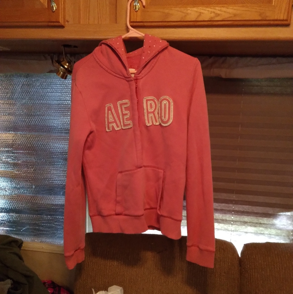 Pink vintage aeropostale jacket with a hood